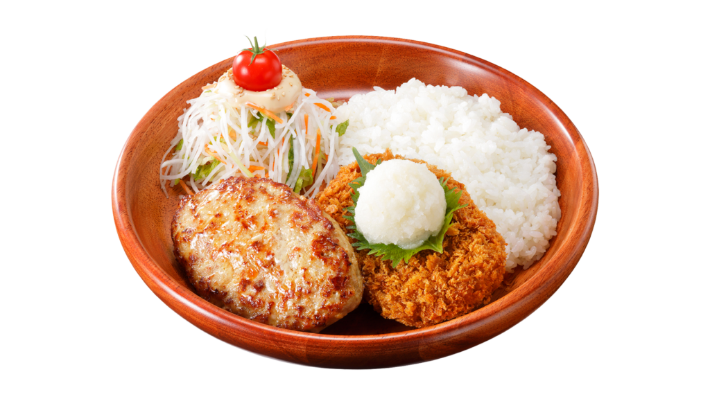 メンチカツおろしそ&ハンバーグディッシュ