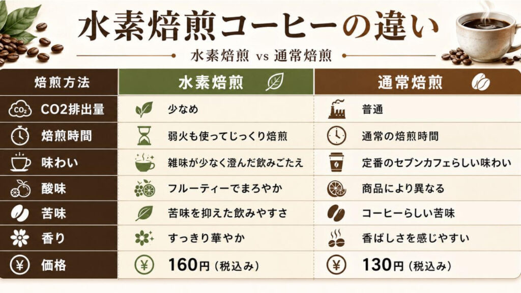 【比較】セブンイレブンの水素焙煎コーヒーとは？味や価格の違いを徹底比較 (1)